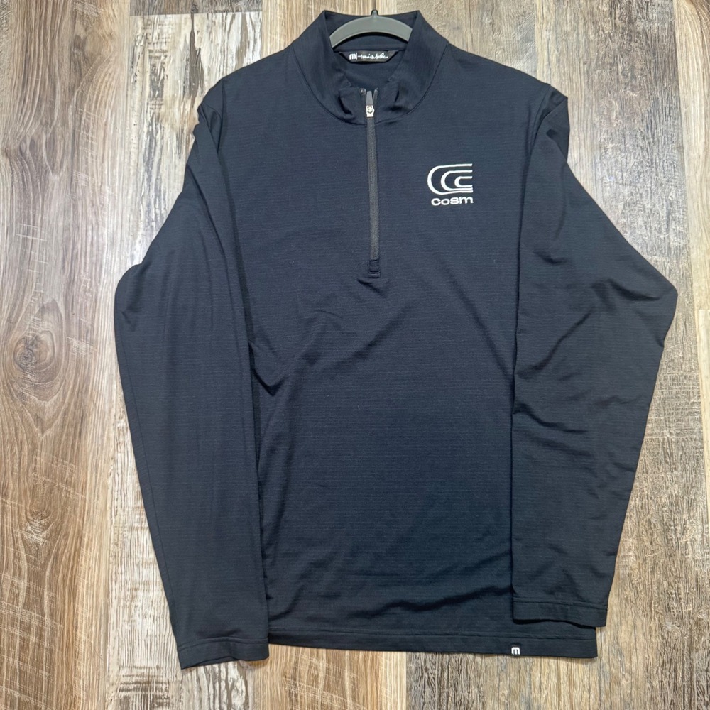 TravisMathew 1/4 Zip Pullover Mens Large Black Performance Golf Shirt Pickleball
